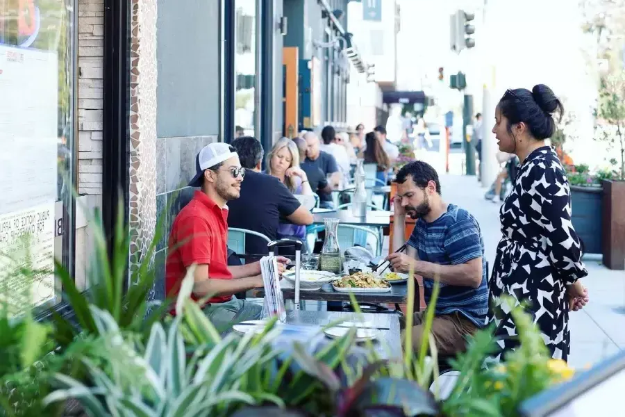 Diners enjoy a meal in San Francisco's Marina neighborhood.